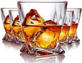 img 4 attached to 🥃 Premium Crystal Whiskey Glasses - Set of 6 Old Fashioned Rock Glass for Scotch, Bourbon, and Spirits - 10 Ounce Liqueur Tumbler Collection