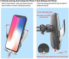 img 2 attached to 📱 Yianerm Auto-Clamping 2 in 1 Wireless Car Charger Mount - Fast Qi Charging, 15W/10W/7.5W Inductive Air Vent/Dashboard Phone Holder for iPhone 8/8P/X Samsung Galaxy S9+/S8+/S7