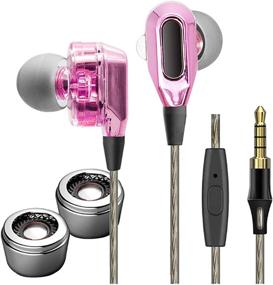 img 4 attached to 🎧 LTXHorde Rose Gold Dual Driver Headphones with Mic - In-Ear Earbuds Stereo Headset, Double Dynamic Units, Hybrid Design for Deep Bass