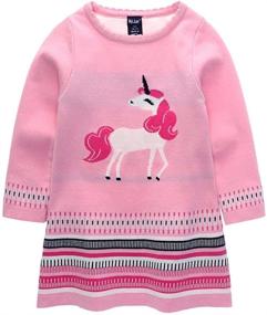 img 3 attached to 🦄 Bleubell Girls Unicorn Sweater Dress Winter Garden Party Jersey