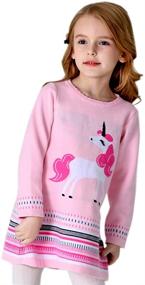 img 4 attached to 🦄 Bleubell Girls Unicorn Sweater Dress Winter Garden Party Jersey