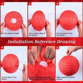 img 2 attached to 🏮 Colorful Paper Lanterns: Round Chinese Japanese Decorative Ball Lanterns for Weddings, Birthdays, and Events - 12 Pcs, 4 Sizes (Black, White, Red)