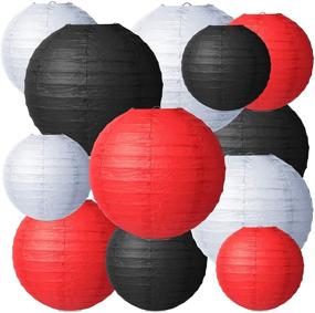 img 4 attached to 🏮 Colorful Paper Lanterns: Round Chinese Japanese Decorative Ball Lanterns for Weddings, Birthdays, and Events - 12 Pcs, 4 Sizes (Black, White, Red)