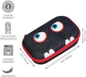 img 1 attached to Wildlings Pencil Box for Kids - Cute School Supplies Storage Case, Holds up to 60 Pens, Zipper Closure, Machine Washable (Black)