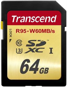 img 2 attached to 💫 Золотая карта памяти Transcend TS64GSDU3 64 ГБ высокоскоростная карта памяти UHS-3 со скоростью передачи данных 95/60 МБ/с