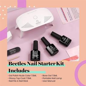 img 3 attached to 💅 Beetles Nude Pink Gel Nail Polish Kit: UV LED Light, Base Gel Top Coat Starter Set – Soak Off Popular Nude Pink Polish Set with Nail Lamp, File – DIY Home Manicure Gift for Women