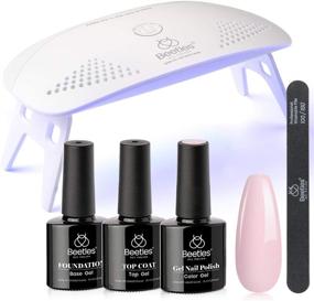 img 4 attached to 💅 Beetles Nude Pink Gel Nail Polish Kit: UV LED Light, Base Gel Top Coat Starter Set – Soak Off Popular Nude Pink Polish Set with Nail Lamp, File – DIY Home Manicure Gift for Women