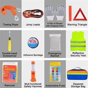 img 3 attached to 🚗 Optimal Roadside Emergency Kit: Voilamart Car Roadside Assistance Kit with Jumper Cables, Warning Triangle, Tow Rope, Utility Hammer - Essential Auto Road Safety Kit for Truck, RV