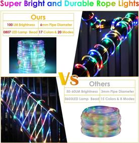 img 3 attached to 🌈 Bright 24V Low Voltage Waterproof Rope Lights Outdoor, 17 Color Changing 20 Modes RGBW LED Rope Lights with Plug Remote Timer, Dimmable and Extendable for Bedroom Christmas Outdoor Decor