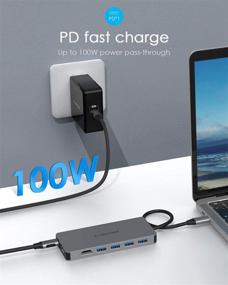 img 1 attached to 🔌 LENTION USB C Dual HDMI Hub – 4X USB 3.0, 2X 4K HDMI, 100W Type C Charging Adapter – Thunderbolt 3 Compatible (CB-C45, Space Gray)
