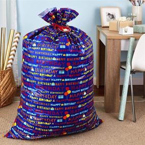 img 3 attached to 🎁 Versatile Hallmark 56" Large Plastic Gift Bag (Blue Happy Birthday) - Perfect for Birthdays, Kids Parties, and More!
