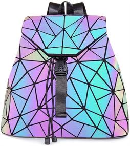 img 4 attached to 🎒 Luminous Geometric Holographic Reflective Backpacks for Women: Handbags, Wallets & Fashionable Backpacks