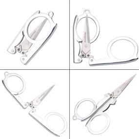 img 1 attached to 🔪 2 Pack Shapenty Stainless Steel Folding Portable Travel Scissors Cutter - Small Foldable Paper String Craft Shred Scissors