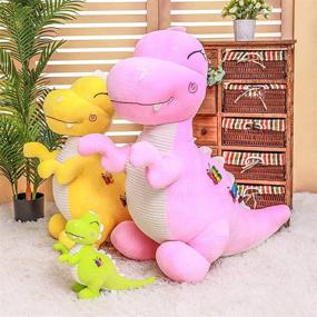 img 1 attached to 🦖 Cute Soft Dinosaur Plush Toy - Pink T-Rex Stuffed Animal Throw Pillow for Boys and Girls (11")