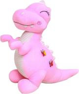 🦖 cute soft dinosaur plush toy - pink t-rex stuffed animal throw pillow for boys and girls (11") logo