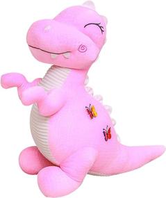 img 3 attached to 🦖 Cute Soft Dinosaur Plush Toy - Pink T-Rex Stuffed Animal Throw Pillow for Boys and Girls (11")