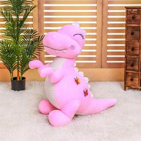 img 2 attached to 🦖 Cute Soft Dinosaur Plush Toy - Pink T-Rex Stuffed Animal Throw Pillow for Boys and Girls (11")