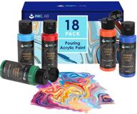 18-piece acrylic pouring paint set: pre-mixed high flow paint for canvas, wood, crafts, tiles, and rocks - water based, 2 oz/bottle logo