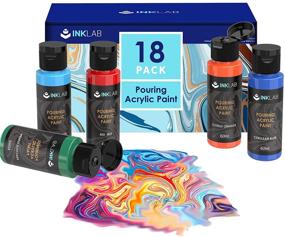 img 4 attached to 18-Piece Acrylic Pouring Paint Set: Pre-Mixed High Flow Paint for Canvas, Wood, Crafts, Tiles, and Rocks - Water Based, 2 Oz/Bottle