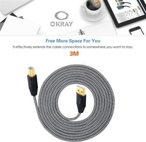 img 3 attached to 🔌 OKRAY 2 Pack USB A Male to B Male Cable - 10ft Braided USB 2.0 Printer Cord for Enhanced Connectivity (White White)