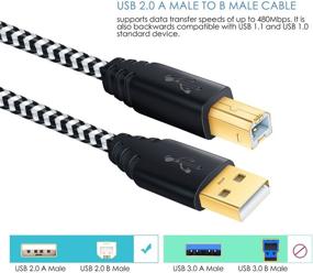img 1 attached to 🔌 OKRAY 2 Pack USB A Male to B Male Cable - 10ft Braided USB 2.0 Printer Cord for Enhanced Connectivity (White White)