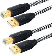 🔌 okray 2 pack usb a male to b male cable - 10ft braided usb 2.0 printer cord for enhanced connectivity (white white) logo