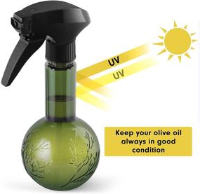 img 2 attached to 🍃 12 Oz Olive Oil Sprayer Bottle for Air Fryer - Oil Mister Dispenser for Cooking, Salad, BBQ, Baking, Roasting - Food-safe PETG Material - Dark Green