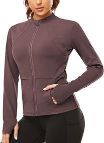 img 3 attached to 🏃 Women's Yoga Athletic Running Jacket - Full Zip Long Sleeve Active Sportswear with Thumbhole | Gleeter Workout Jacket