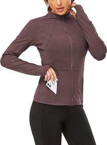 img 2 attached to 🏃 Women's Yoga Athletic Running Jacket - Full Zip Long Sleeve Active Sportswear with Thumbhole | Gleeter Workout Jacket