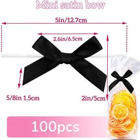 img 3 attached to 🎀 100 Pieces Black Satin Twist Tie Bows - Polyester Satin Ribbon for Package, Present & Candy Bag Decorations - Decorating Ribbon Bow for Bakery & Gifts