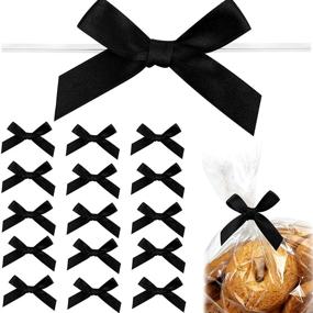 img 4 attached to 🎀 100 Pieces Black Satin Twist Tie Bows - Polyester Satin Ribbon for Package, Present & Candy Bag Decorations - Decorating Ribbon Bow for Bakery & Gifts