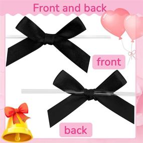 img 2 attached to 🎀 100 Pieces Black Satin Twist Tie Bows - Polyester Satin Ribbon for Package, Present & Candy Bag Decorations - Decorating Ribbon Bow for Bakery & Gifts