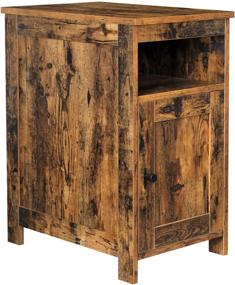 img 2 attached to 🪑 VASAGLE Narrow Side Table with Adjustable Shelf and Door - 13 Inches Wide, Rustic Brown Nightstand for Bedroom and Living Room - ULET177B01