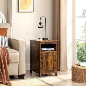 img 1 attached to 🪑 VASAGLE Narrow Side Table with Adjustable Shelf and Door - 13 Inches Wide, Rustic Brown Nightstand for Bedroom and Living Room - ULET177B01