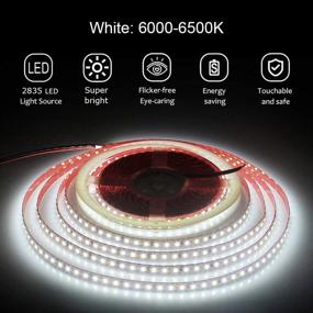 img 2 attached to 💡 ALITOVE White LED Strip Lights Daylight 6000K - Ultra-bright 32.8ft 1200LEDs Rope Light for Kitchen, Bedroom, Under-cabinet Lighting