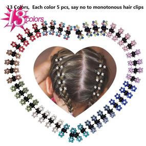img 1 attached to 🌸 ANBALA Hair Claw Clips: 65pcs No-Slip Grip Jaw Clips with Glitter Teeth, Rhinestones, and Mix Colored Flower Accessories – For Women and Girls