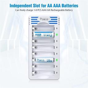 img 3 attached to 🔋 Efficient POWXS 8 Bay LED AA AAA Battery Charger: USB and Independent Slot Fast Charging for 1.2V Ni-MH Rechargeable Batteries