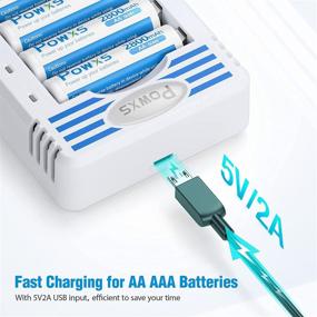 img 1 attached to 🔋 Efficient POWXS 8 Bay LED AA AAA Battery Charger: USB and Independent Slot Fast Charging for 1.2V Ni-MH Rechargeable Batteries