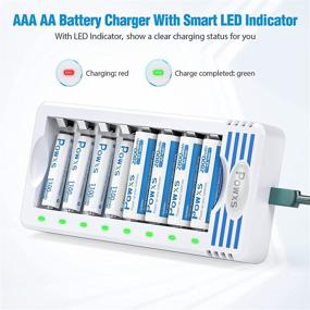 img 2 attached to 🔋 Efficient POWXS 8 Bay LED AA AAA Battery Charger: USB and Independent Slot Fast Charging for 1.2V Ni-MH Rechargeable Batteries