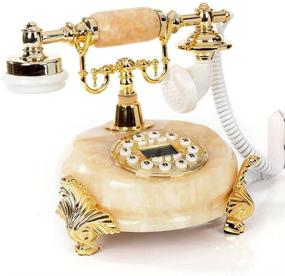 img 2 attached to 📞 TelPal Vintage Old Telephone Decor: Imitated Jade Classic Dial with Caller ID, Antique Home Telephone