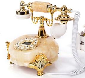 img 3 attached to 📞 TelPal Vintage Old Telephone Decor: Imitated Jade Classic Dial with Caller ID, Antique Home Telephone