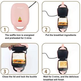 img 2 attached to 🥞 Компактный 4-в-1 мини вафельный гриль и сэндвичница с съемными пластинами - портативный, легкий в уходе, антипригарные поверхности