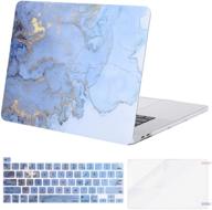 📱 mosiso macbook pro 16 inch case 2020 2019 release a2141, watercolor marble hard shell case with keyboard cover & screen protector, blue logo