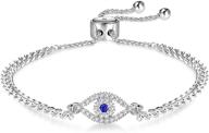 🧿 stylish apsvo evil eye bracelet with sideway cross & adjustable slide chain - perfect silver/gold/rose gold jewelry for women & girls logo