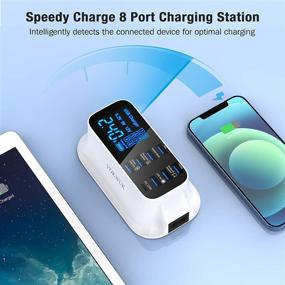 img 2 attached to 🔌 Powerful 8-Port USB C Charger Station with LCD Screen for iPhone 12, Smart Phones, and More USB Devices