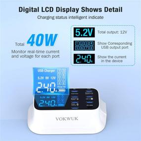 img 1 attached to 🔌 Powerful 8-Port USB C Charger Station with LCD Screen for iPhone 12, Smart Phones, and More USB Devices