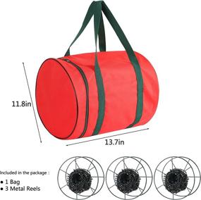 img 3 attached to 🎄 Christmas Light Storage Bag - Sattiyrch with 3 Metal Reels - Store Abundance of Holiday Christmas Lights Bulbs, Durable Tear Proof 600D Oxford Fabric, Enhanced Stitched Handles