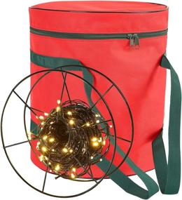 img 4 attached to 🎄 Christmas Light Storage Bag - Sattiyrch with 3 Metal Reels - Store Abundance of Holiday Christmas Lights Bulbs, Durable Tear Proof 600D Oxford Fabric, Enhanced Stitched Handles