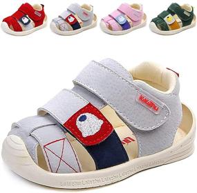 img 3 attached to 👞 Moceen Kids Soft Microfiber Leather Sandals - Lightweight Closed Toe Pre School Shoes for Toddler Boys and Girls