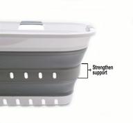 🧺 sammart 42l (11 gallon) collapsible plastic laundry basket - foldable pop up storage container/organizer - portable washing tub - space saving hamper/basket (1, white/grey) - enhanced seo! логотип